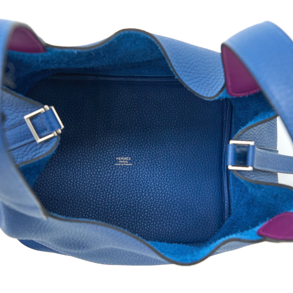 HERMES PICOTIN 22 LOCK BAG CLEMENCE DEEP BLUE/ANEMONE SHW