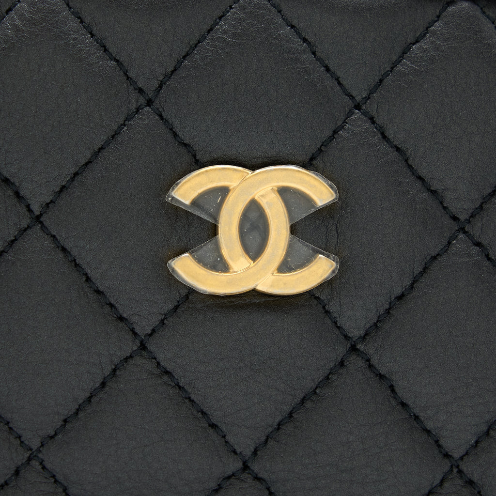 CHANEL CAMERA CASE QUILTED CALFSKIN BLACK GHW