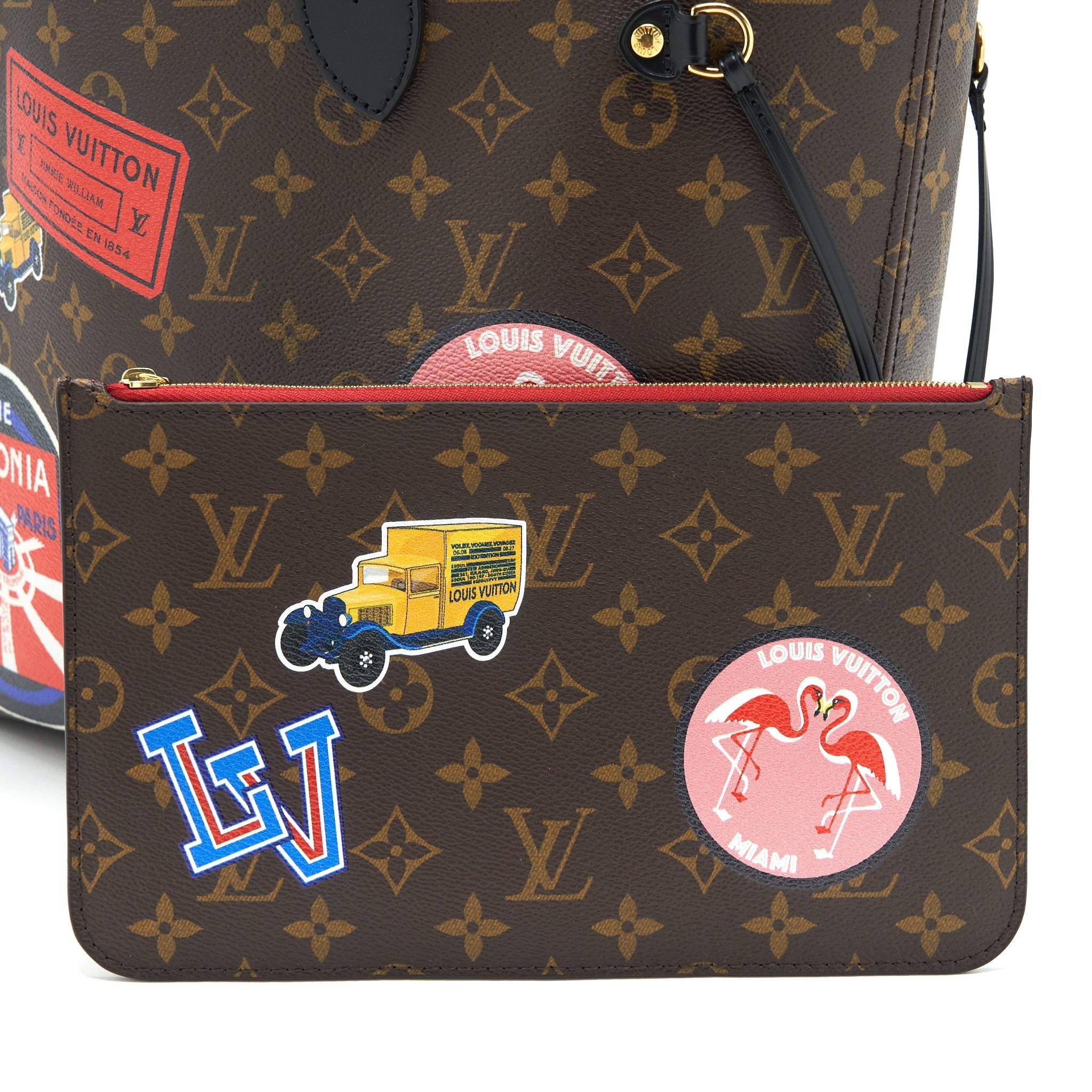 LOUIS VUITTON NEVERFULL MM MY LV WORLD TOUR MONOGRAM CANVAS/ BLACK