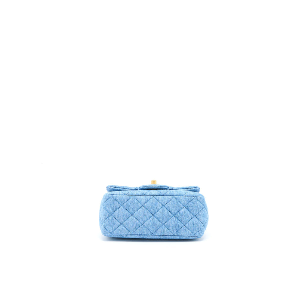 CHANEL PEARL CRUSH MINI SQUARE FLAP BAG DENIM BRUSHED GHW (MICROCHIP)