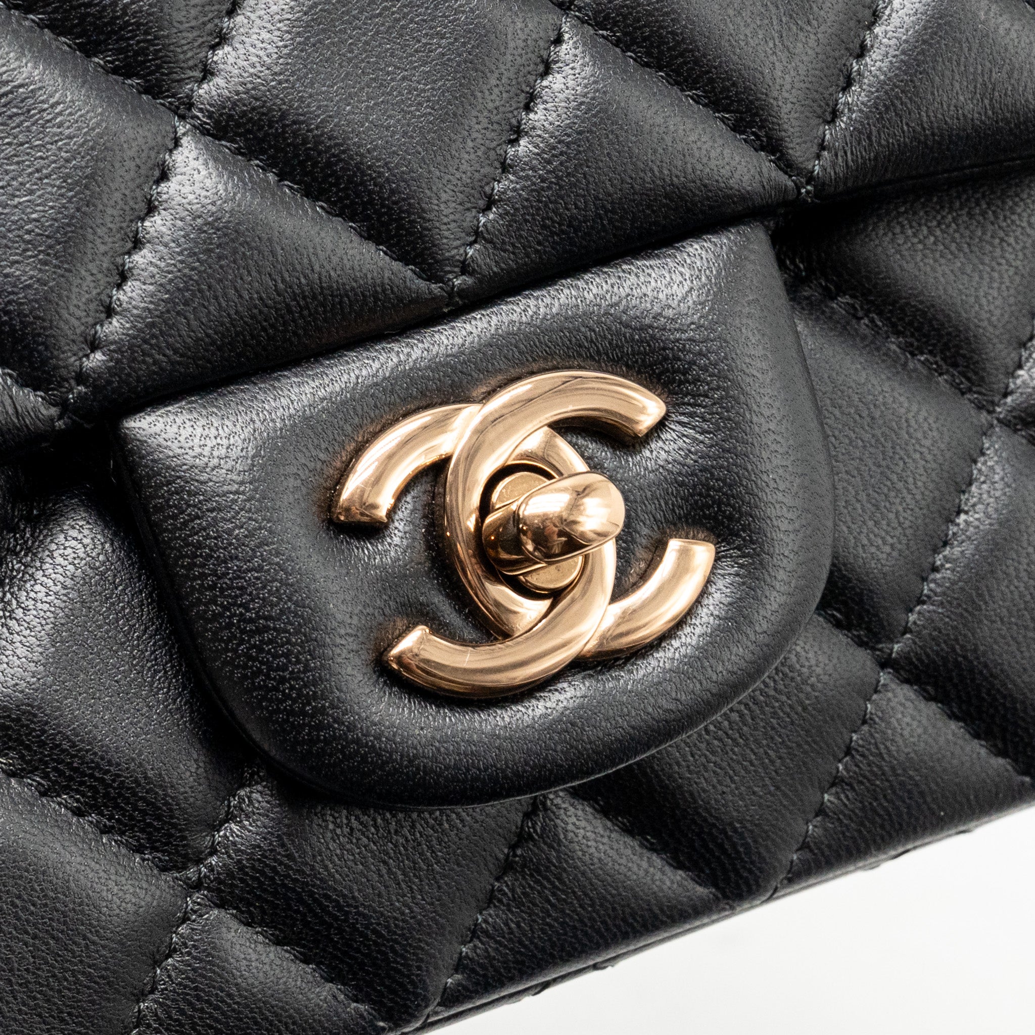 CHANEL MINI RECTANGULAR FLAP BAG LAMBSKIN BLACK RGHW (MICROCHIP)