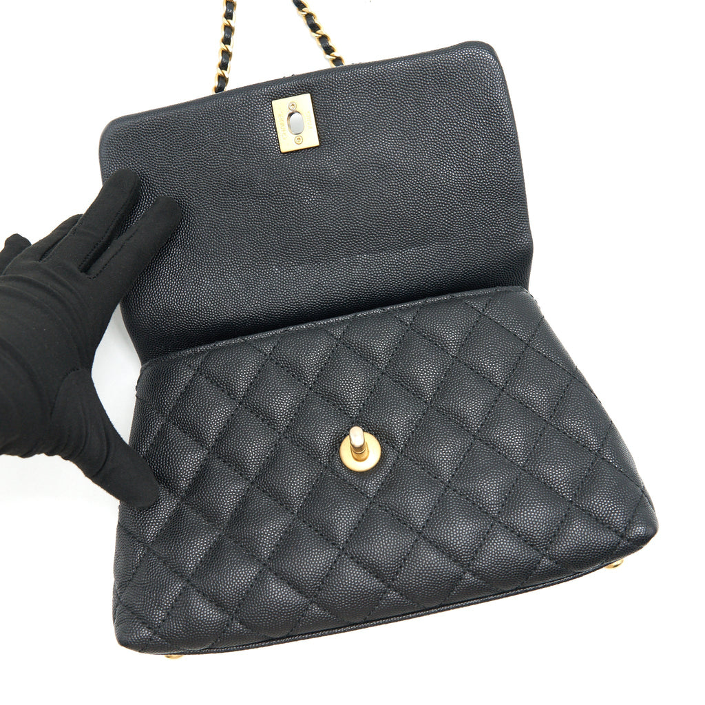 CHANEL CAVIAR MINI COCOHANDLE BLACK GHW SERIAL25