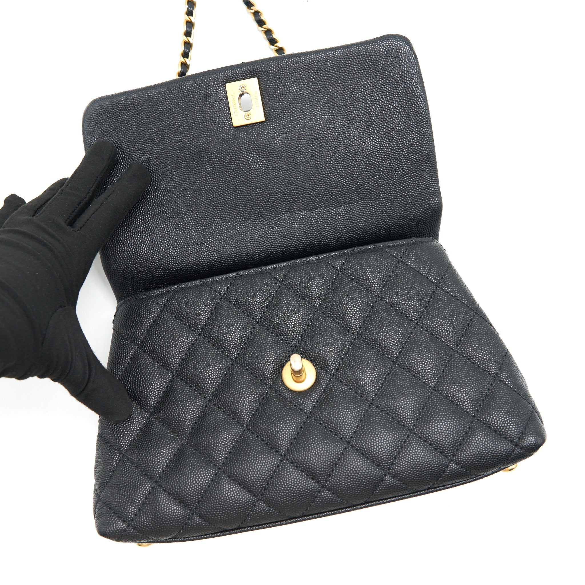 CHANEL CAVIAR MINI COCOHANDLE BLACK GHW SERIAL25