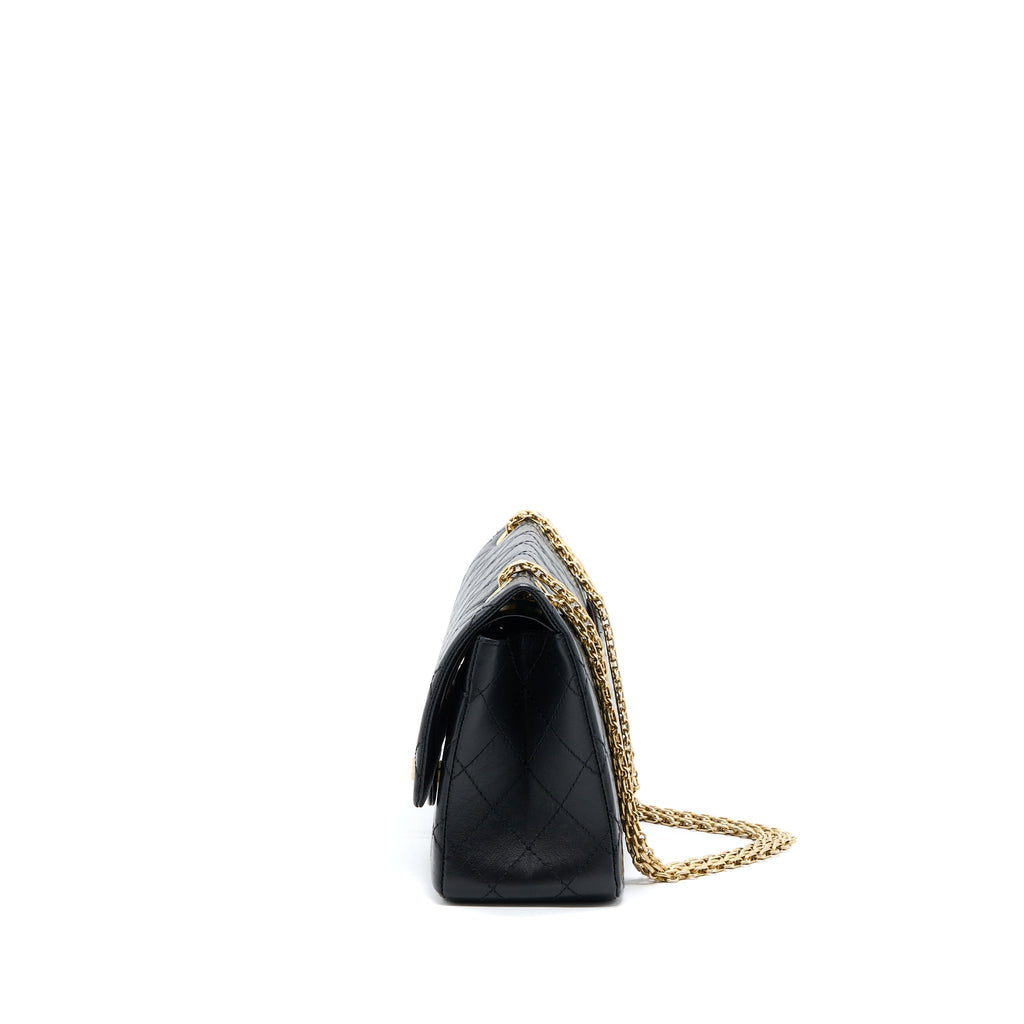 CHANEL 2.55 REISSUE 226 AGED CALFSKIN BLACK BRUSHED GHW (MICROCHIP)