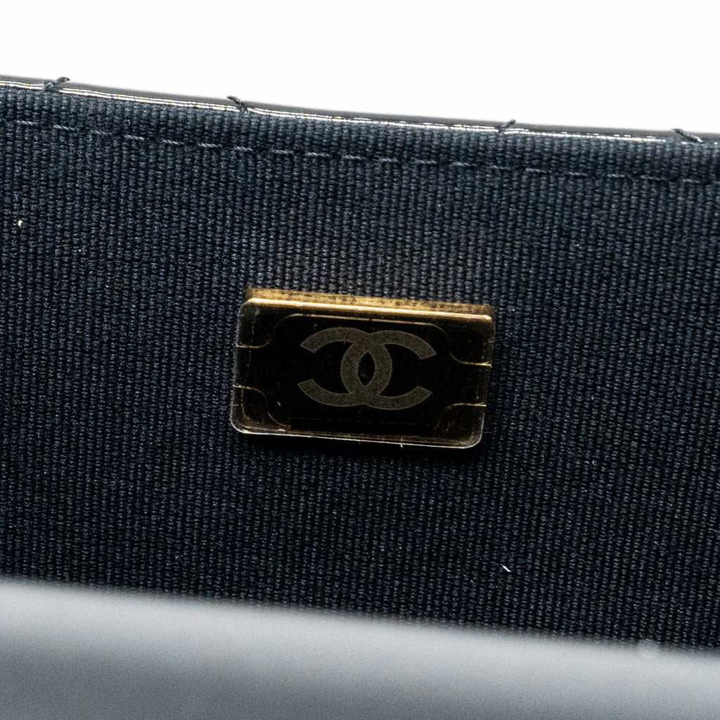 CHANEL SMALL TRENDY CC DUAL FLAP BAG PATENT BLACK LGHW (MICROCHIP)