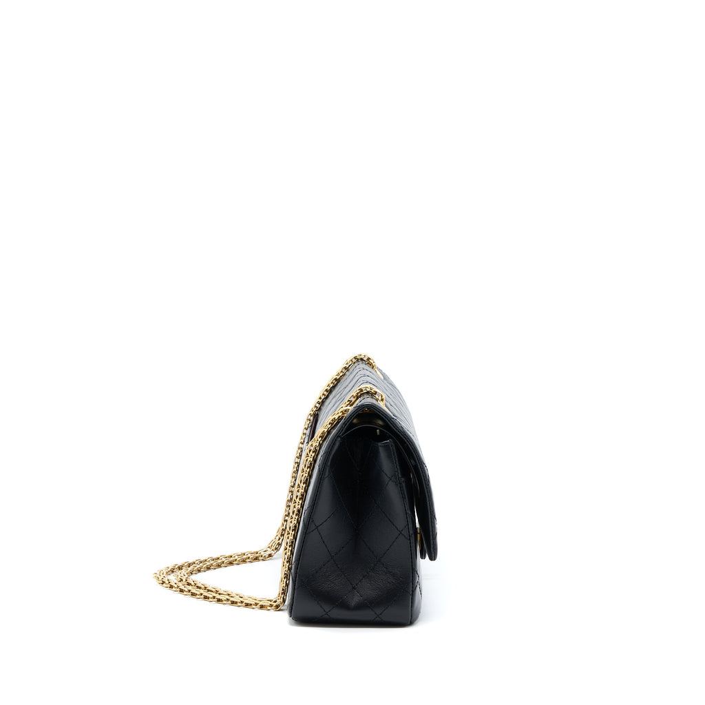 CHANEL 2.55 REISSUE 226 AGED CALFSKIN BLACK BRUSHED GHW (MICROCHIP)