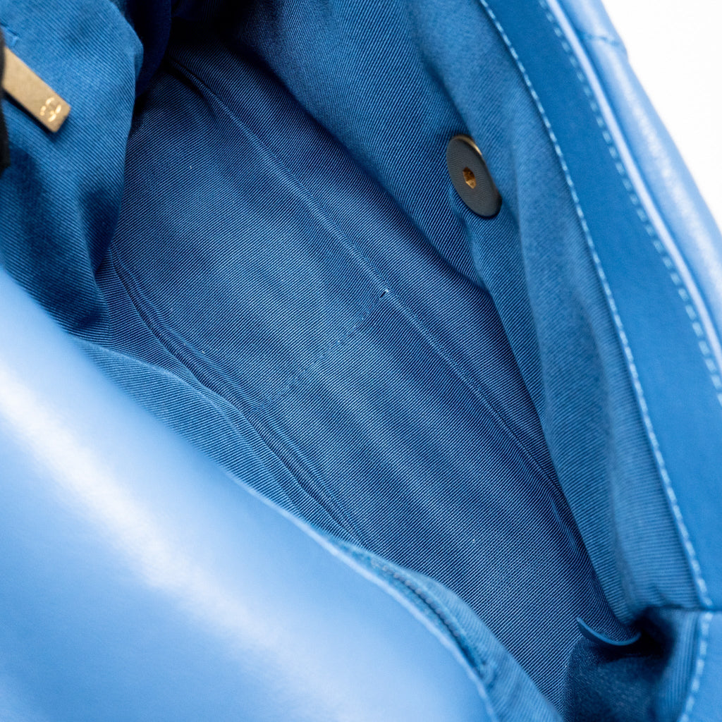 CHANEL SMALL 19 BAG LAMBSKIN BLUE MULTICOLOUR HARDWARE