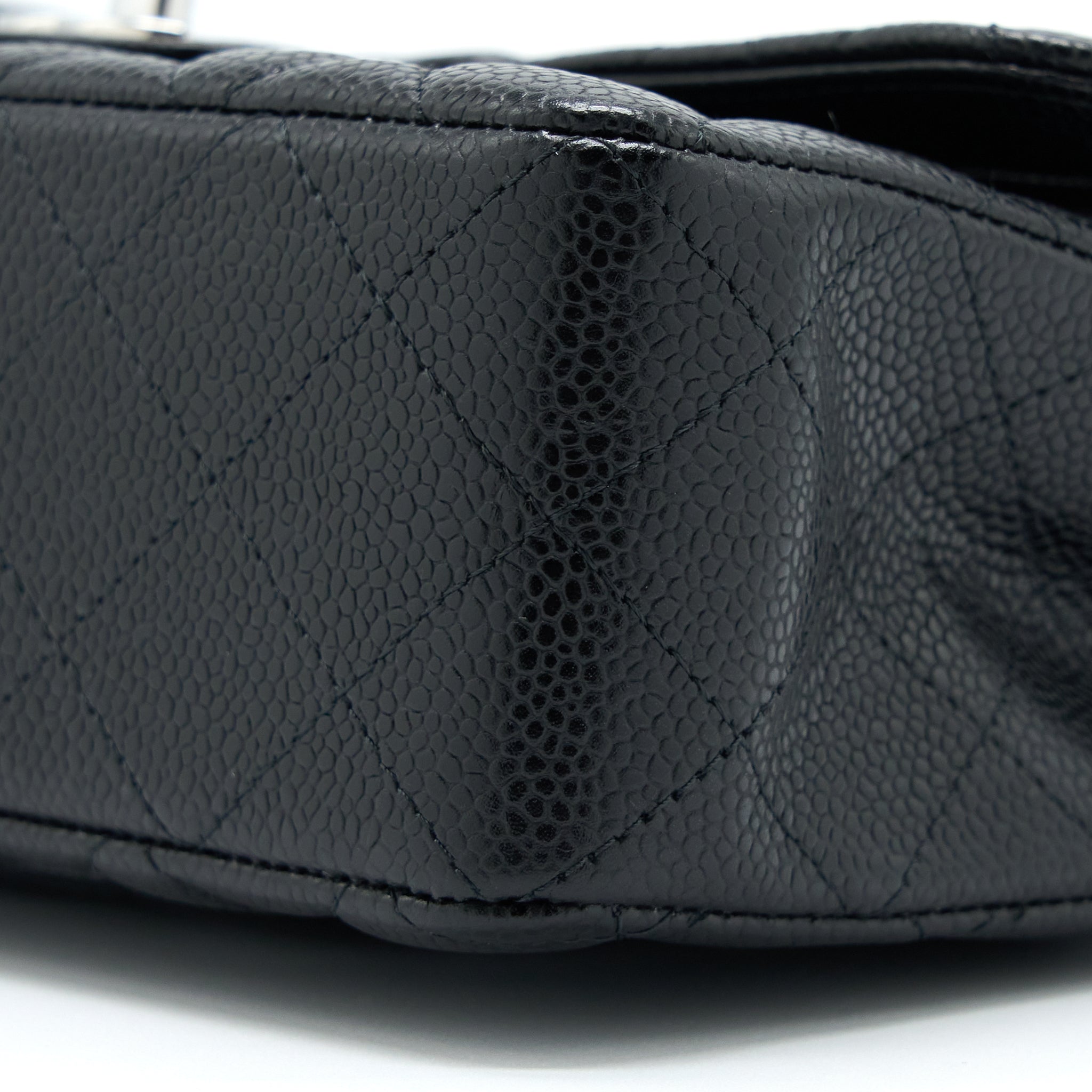 CHANEL SMALL CLASSIC DOUBLE FLAP BAG CAVIAR BLACK SHW (MICROCHIP)