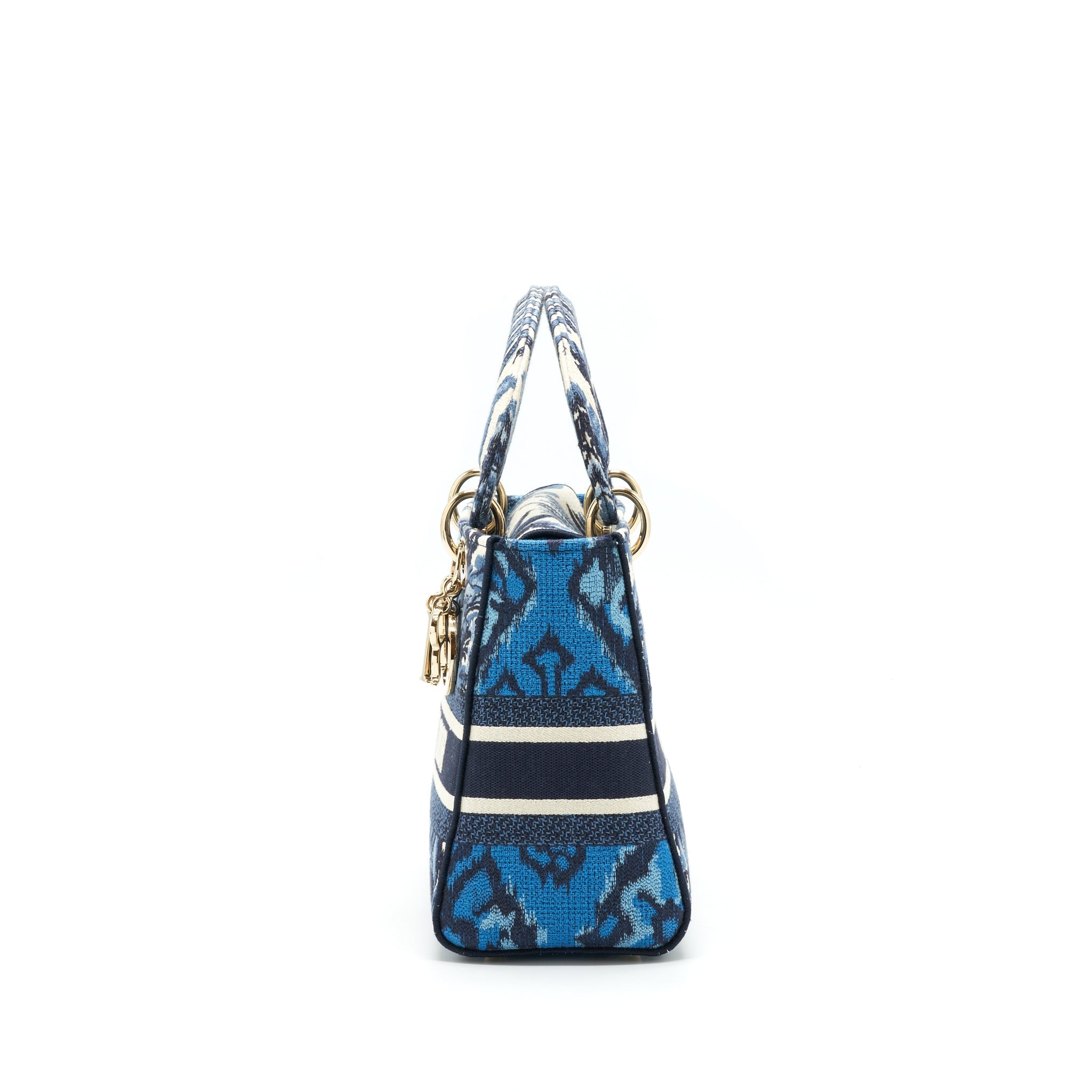 DIOR MEDIUM LADY D-LITE BAG AQUA BLUE TOILE DE JOUY EMBROIDERY