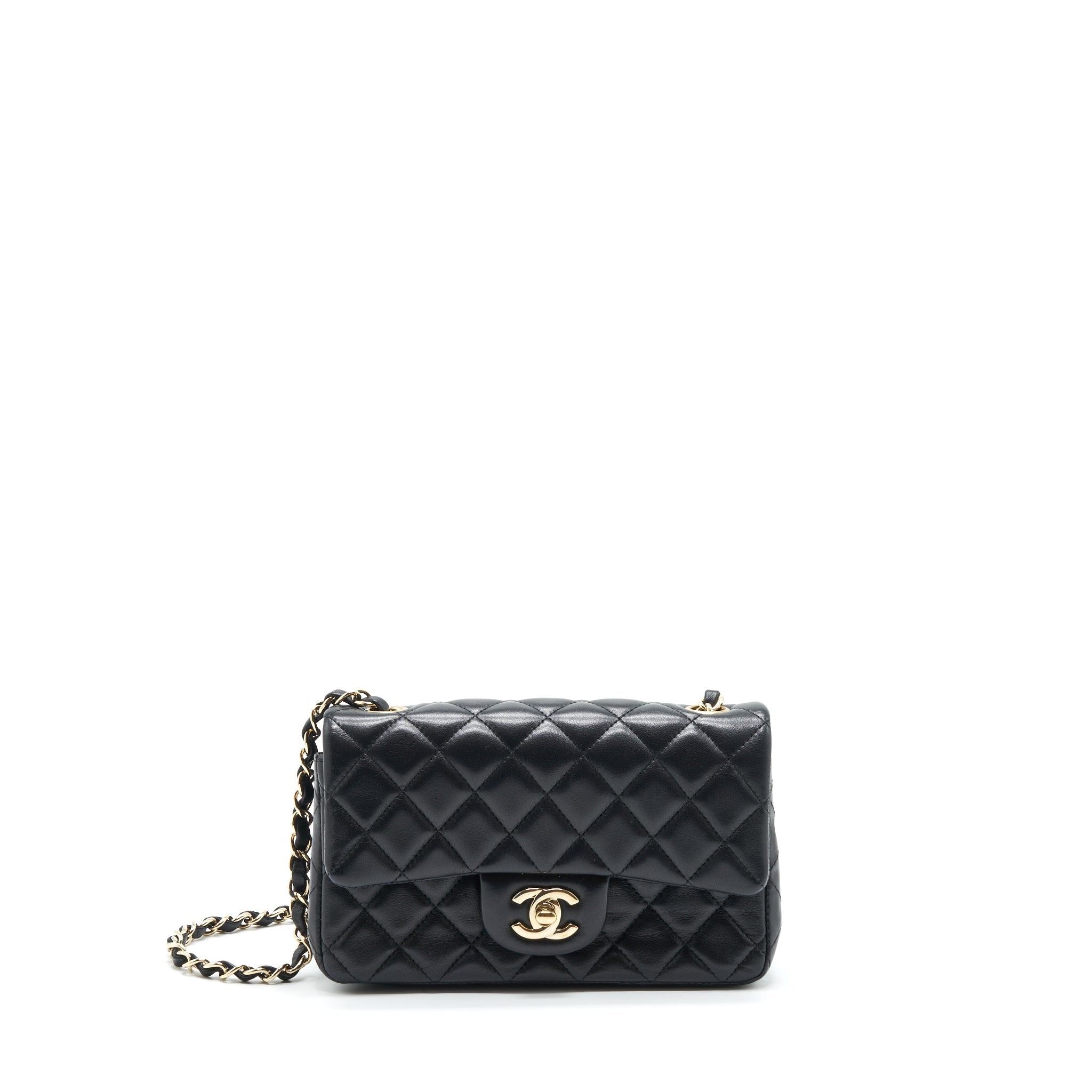 CHANEL MINI RECTANGULAR FLAP BAG LAMBSKIN BLACK GHW
