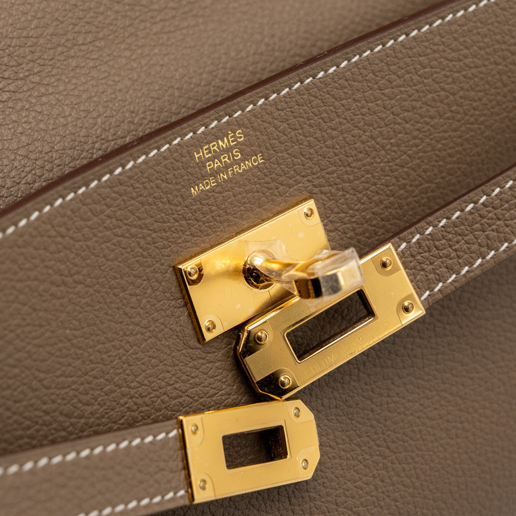 HERMES KELLY TO GO EVERCOLOR ETOUPE GHW