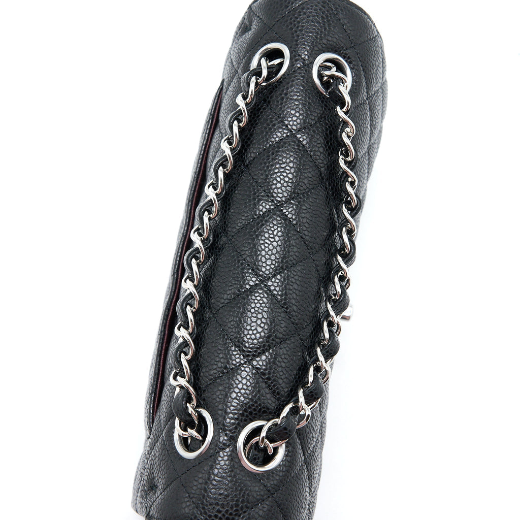 CHANEL SMALL CLASSIC DOUBLE FLAP BAG CAVIAR BLACK SHW (MICROCHIP)