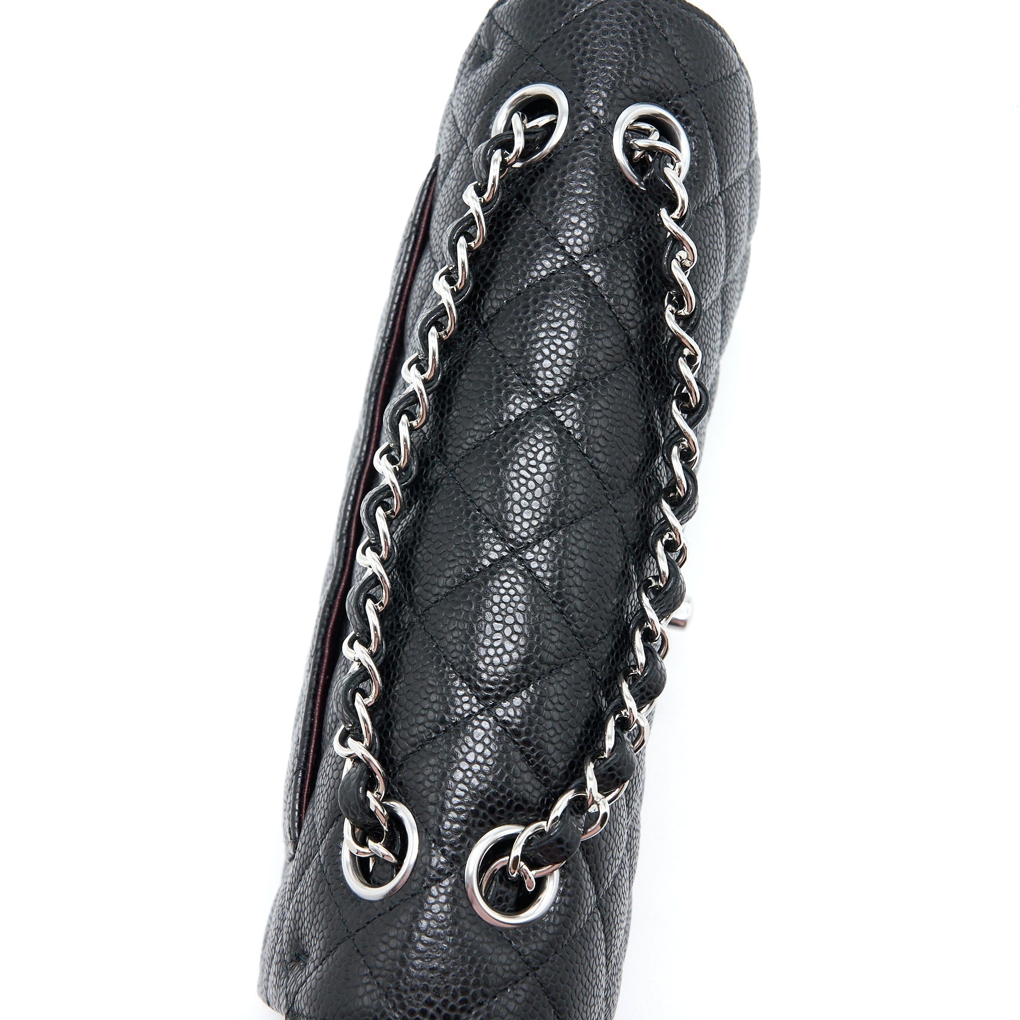 CHANEL SMALL CLASSIC DOUBLE FLAP BAG CAVIAR BLACK SHW (MICROCHIP)