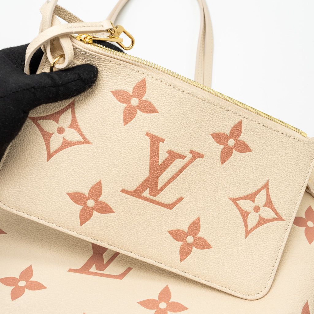 LOUIS VUITTON NEVERFULL MM MONOGRAM EMPREINTE CRÈME/ROSE TRIANON GHW