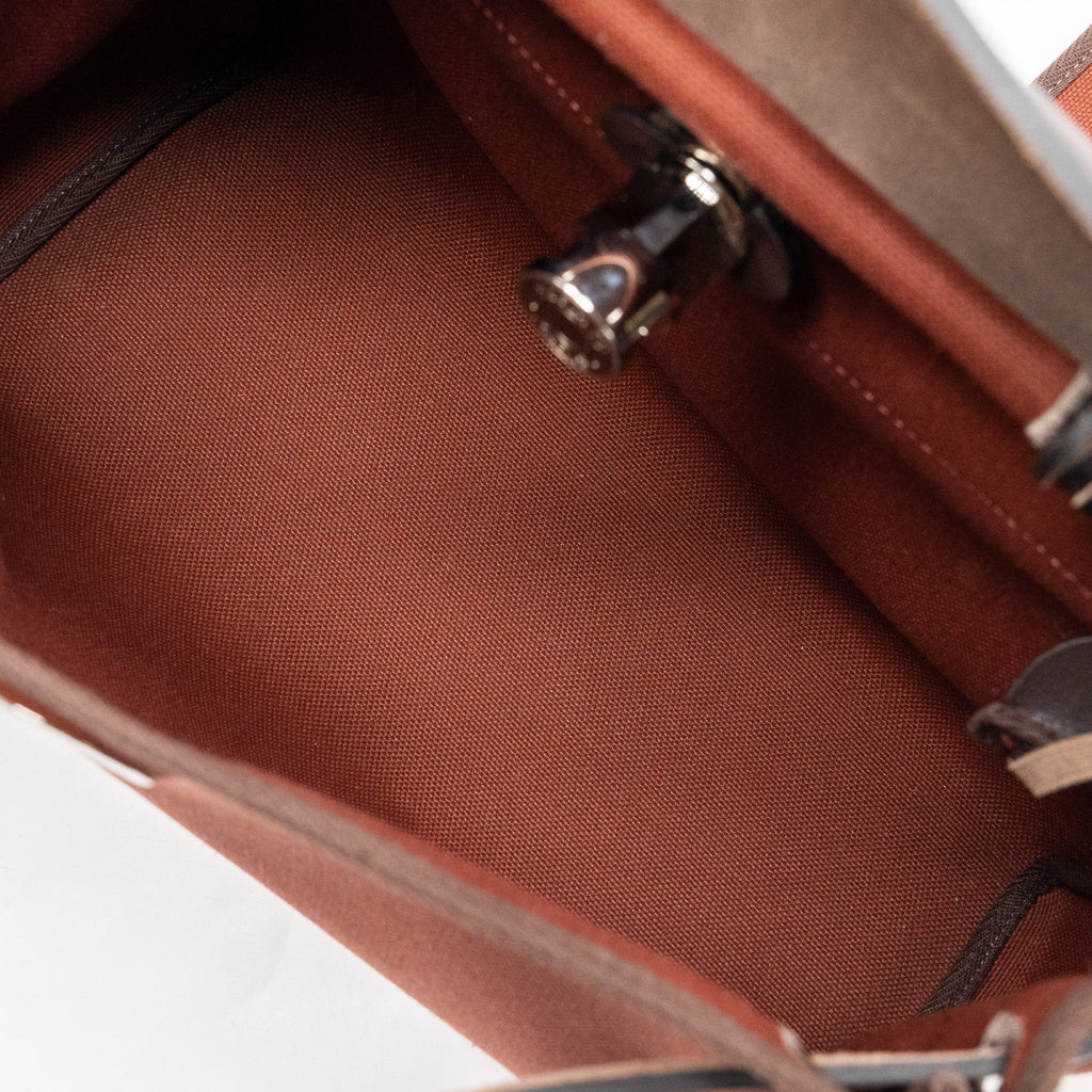 HERMES HERBAG ZIP 31 BAG CANVAS/ HUNTER LEATHER ROUGE H / EBENE SHW