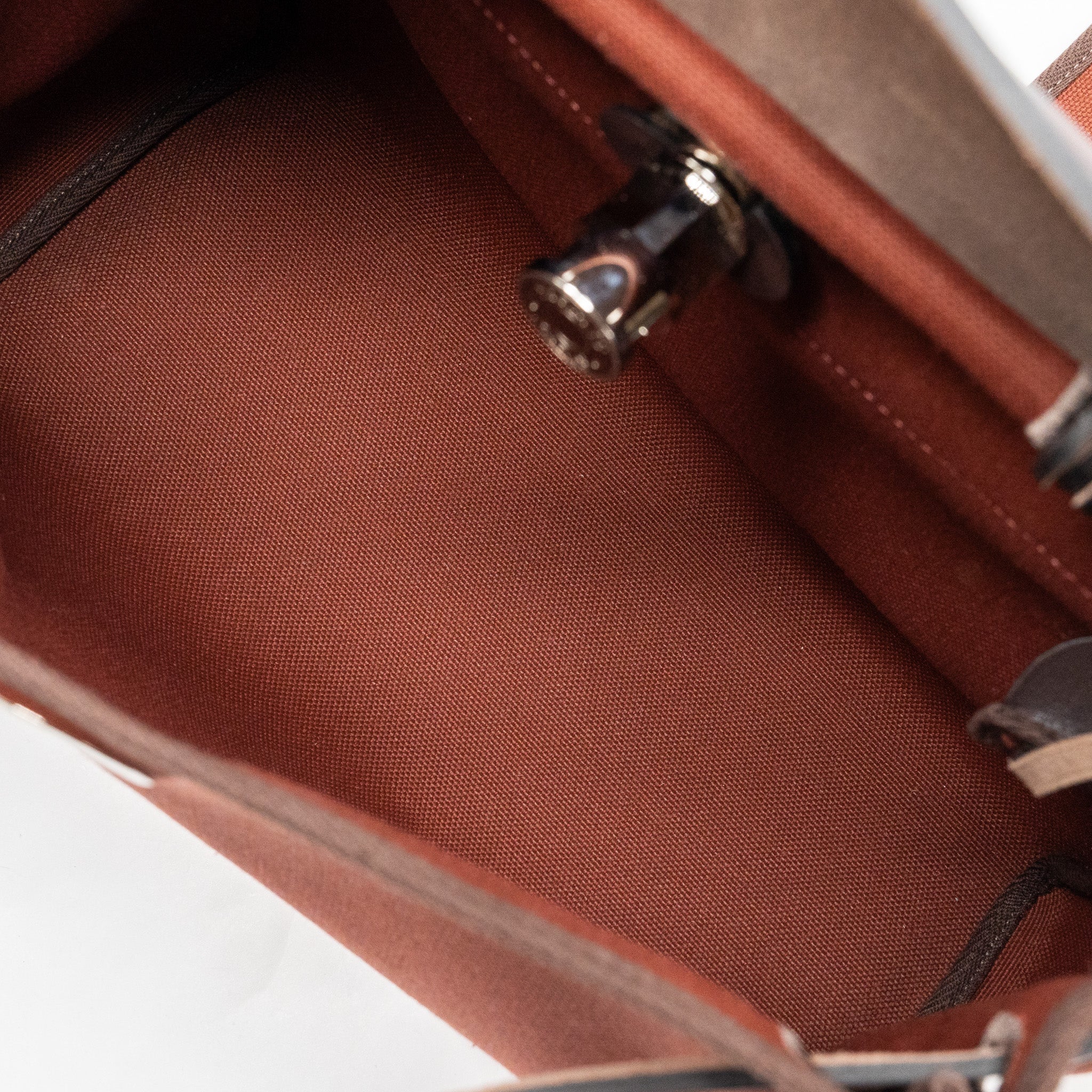 HERMES HERBAG ZIP 31 BAG CANVAS/ HUNTER LEATHER ROUGE H / EBENE SHW