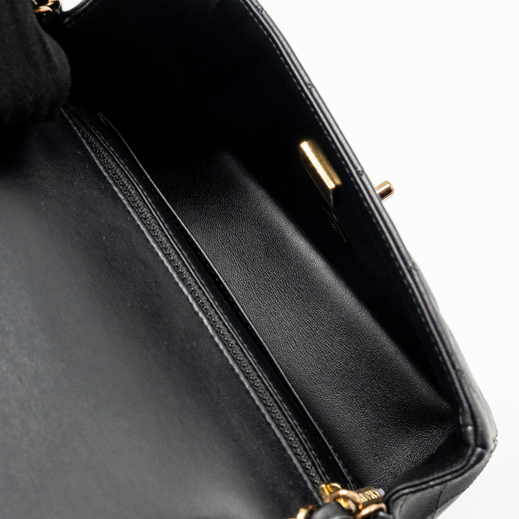 CHANEL MINI RECTANGULAR FLAP BAG LAMBSKIN BLACK RGHW (MICROCHIP)