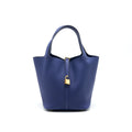 HERMES PICOTIN 22 LOCK BAG TAURILLON MAURICE LEATHER BLUE SAPHIR WITH GHW
