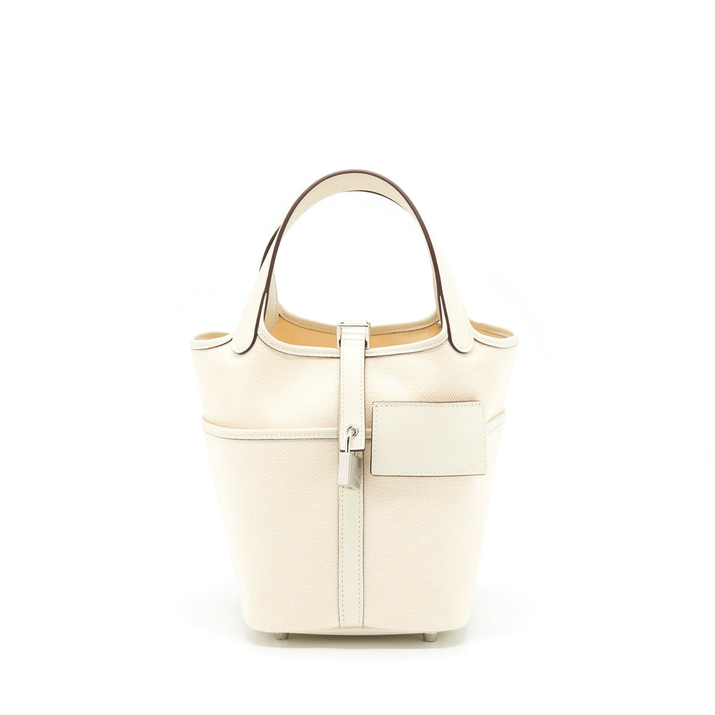 HERMES PICOTIN CARGO 18 LOCK BAG SWIFT AND TOILE CANVAS ECRU/NATA SHW