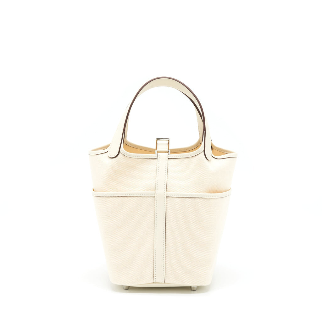 HERMES PICOTIN CARGO 18 LOCK BAG SWIFT AND TOILE CANVAS ECRU/NATA SHW