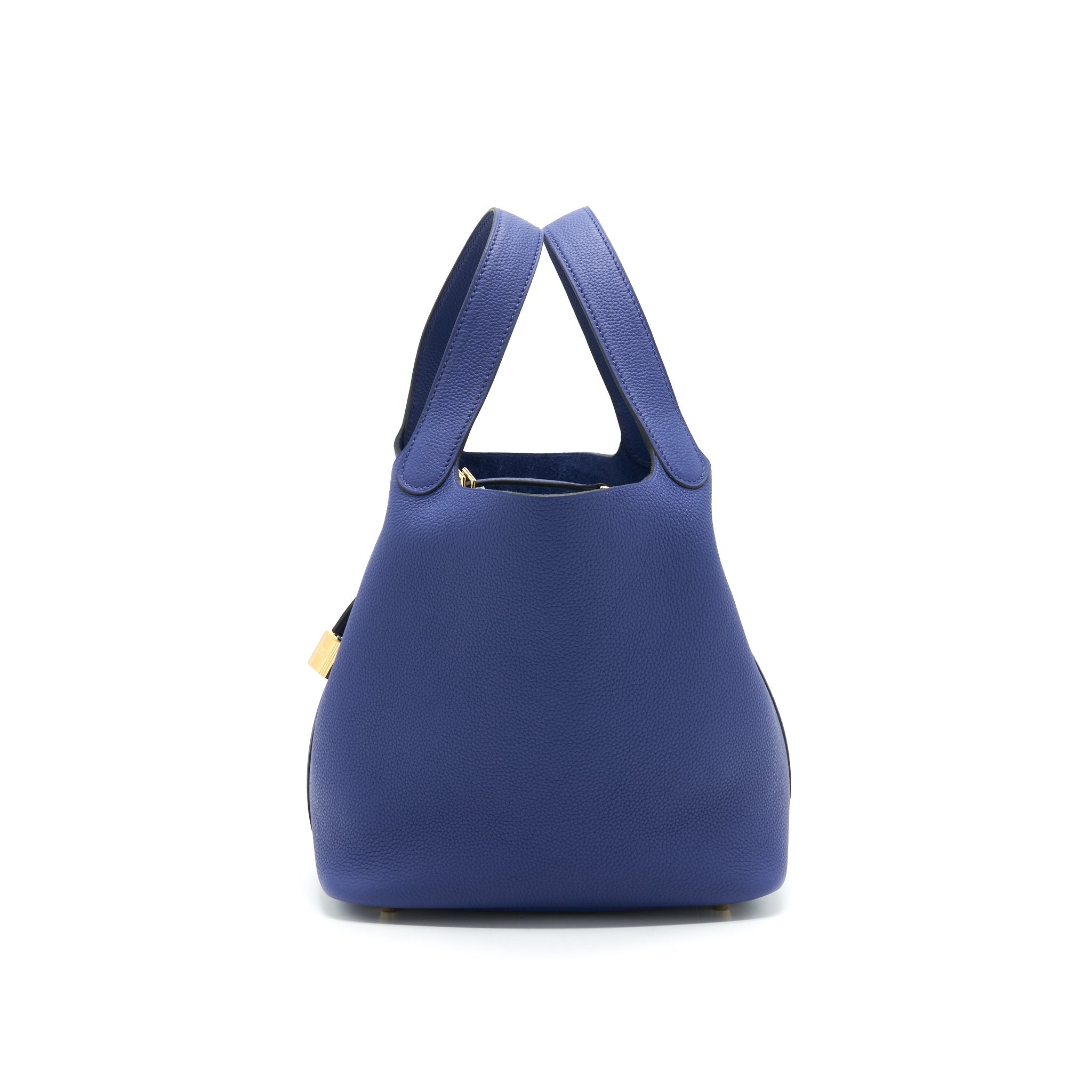HERMES PICOTIN 22 LOCK BAG TAURILLON MAURICE LEATHER BLUE SAPHIR WITH GHW
