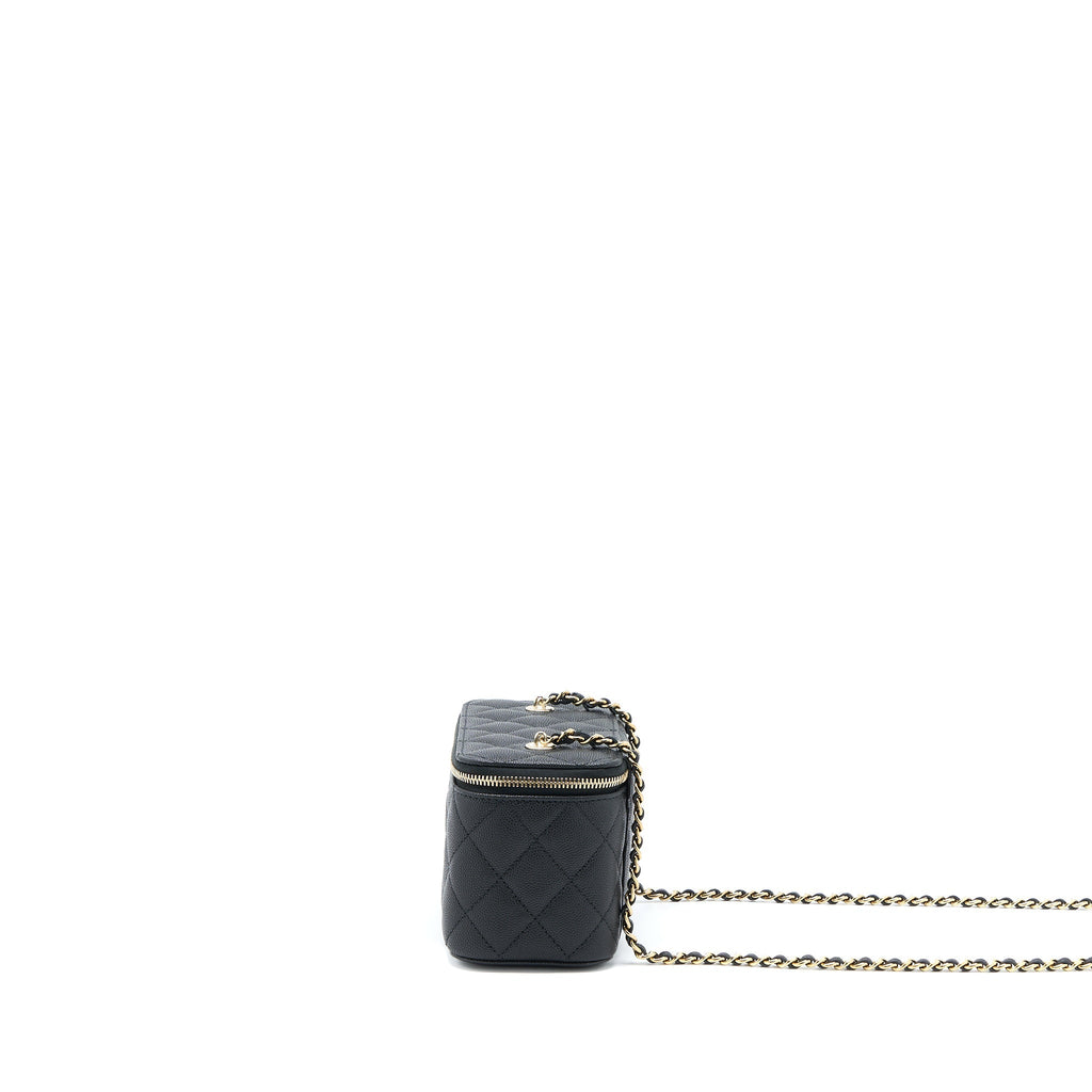 CHANEL 23C LONG VANITY WITH CHAIN CAVIAR BLACK LGHW
