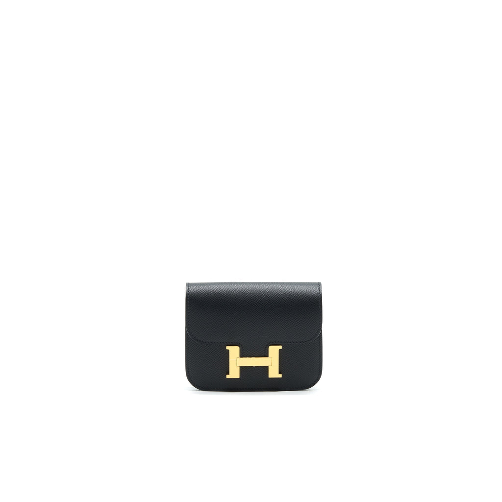 HERMES CONSTANCE SLIM WALLET EPSOM NOIR GHW