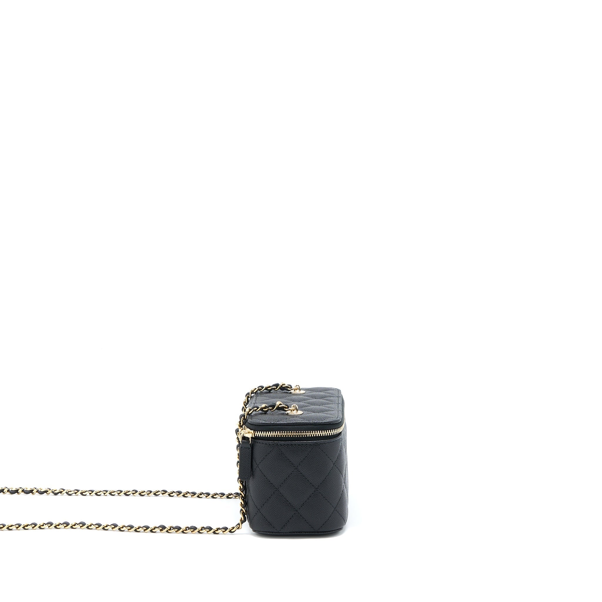 CHANEL 23C LONG VANITY WITH CHAIN CAVIAR BLACK LGHW