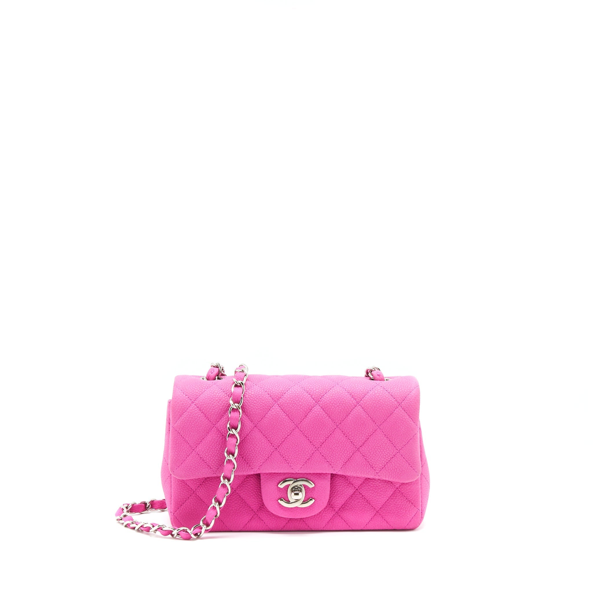 CHANEL MINI RECTANGULAR FLAP BAG GRAINED CALFSKIN PINK SHW
