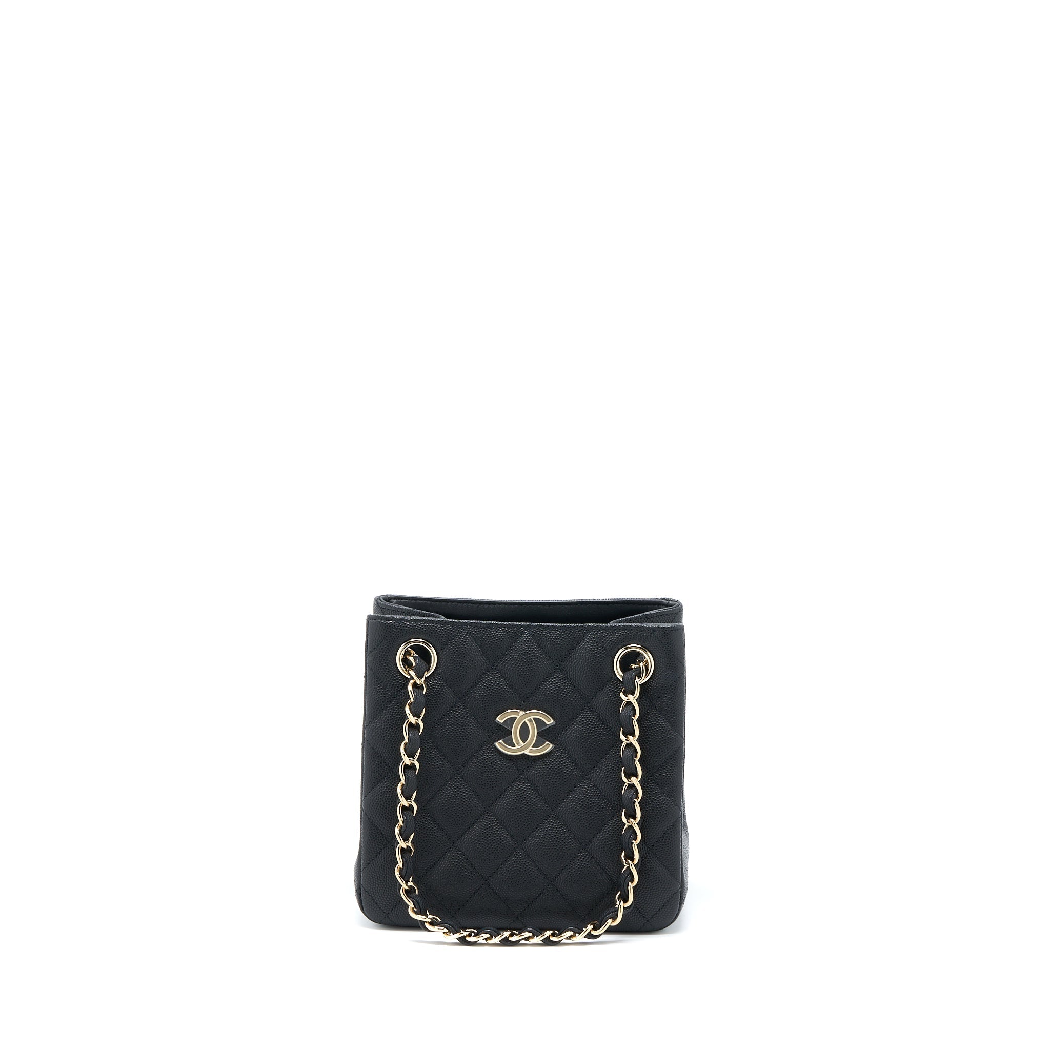 CHANEL 22S MINI BUCKET BAG CAVIAR BLACK LGHW (MICROCHIP)