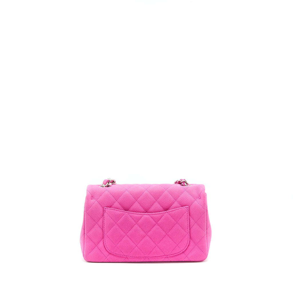 CHANEL MINI RECTANGULAR FLAP BAG GRAINED CALFSKIN PINK SHW