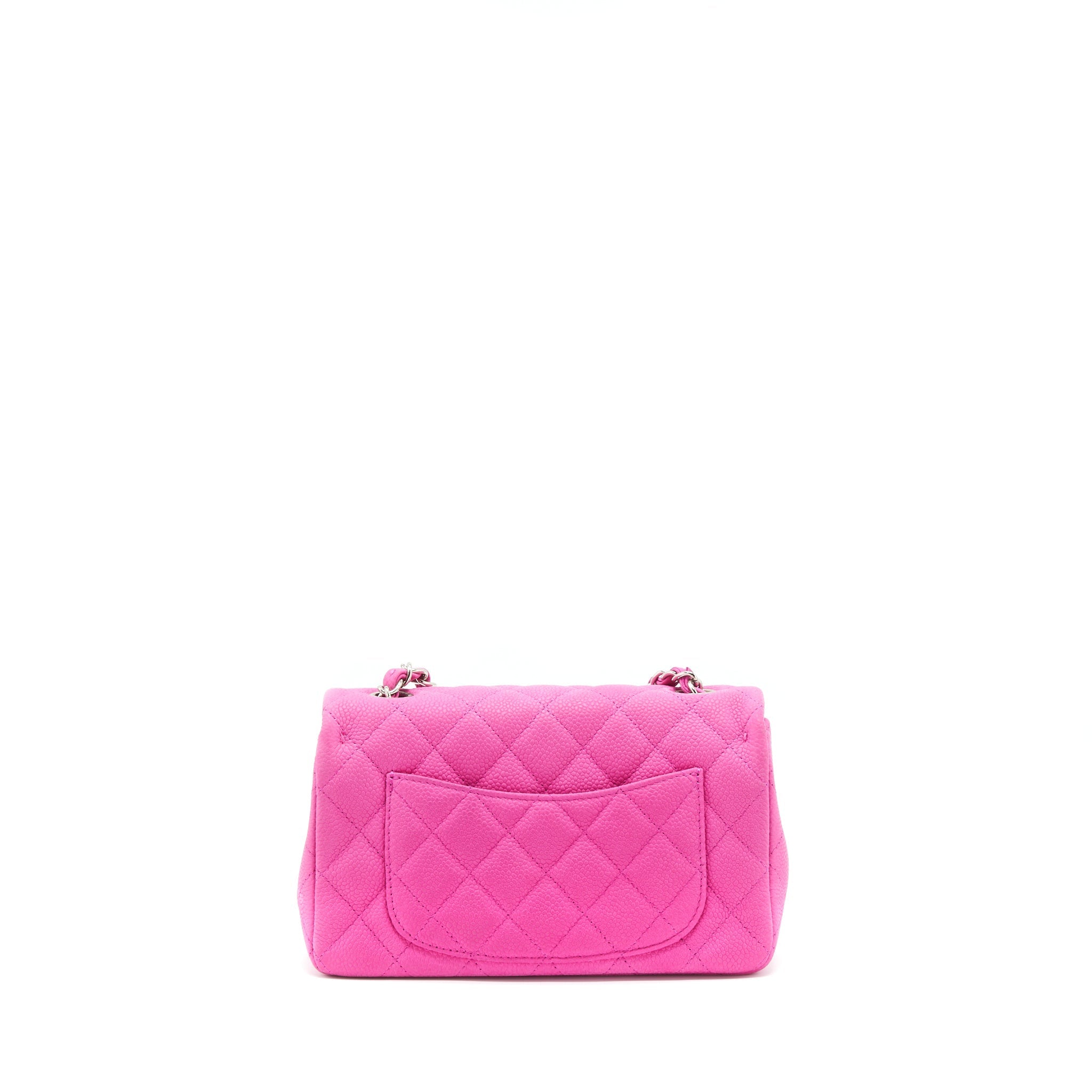 CHANEL MINI RECTANGULAR FLAP BAG GRAINED CALFSKIN PINK SHW