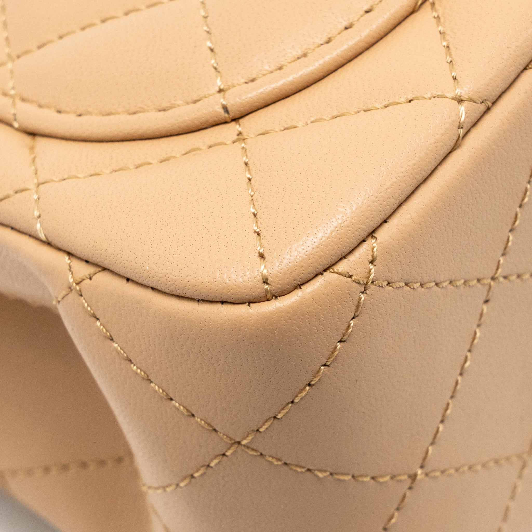 CHANEL PEARL CRUSH MINI SQUARE FLAP BAG LAMBSKIN BEIGE GHW (MICROCHIP)