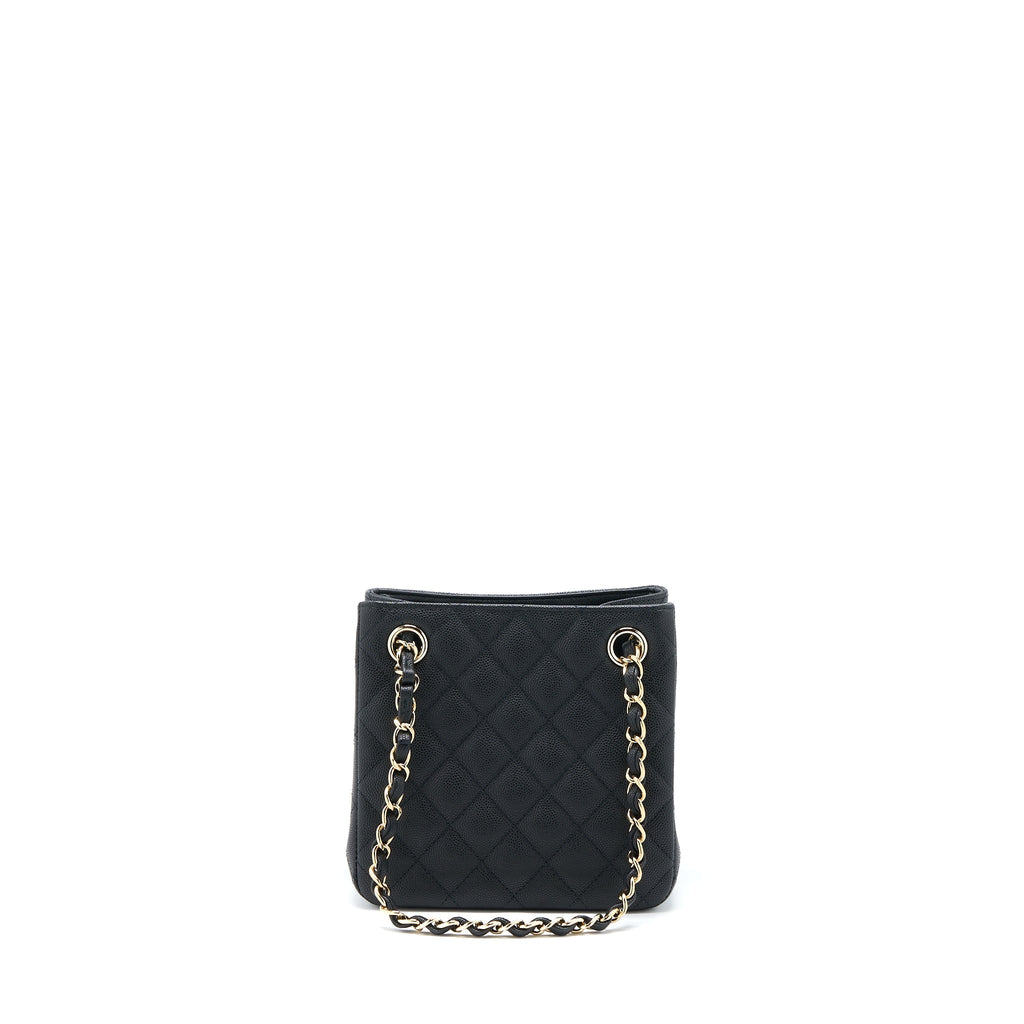 CHANEL 22S MINI BUCKET BAG CAVIAR BLACK LGHW (MICROCHIP)