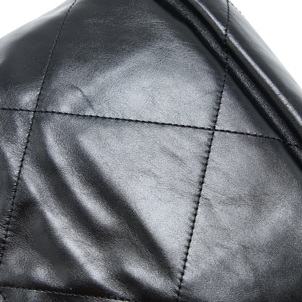 CHANEL MINI 22 BAG SHINY CALFSKIN BLACK BRUSHED GHW (MICROCHIP)