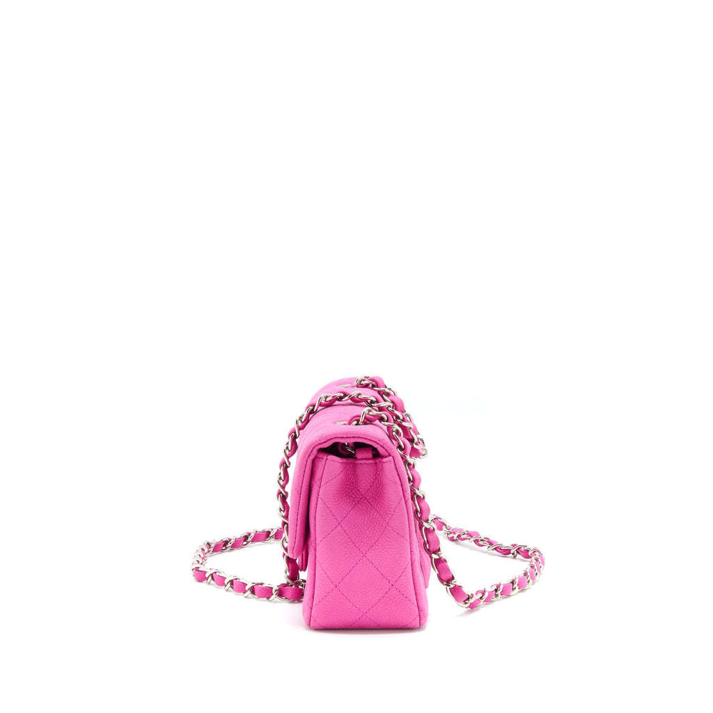 CHANEL MINI RECTANGULAR FLAP BAG GRAINED CALFSKIN PINK SHW