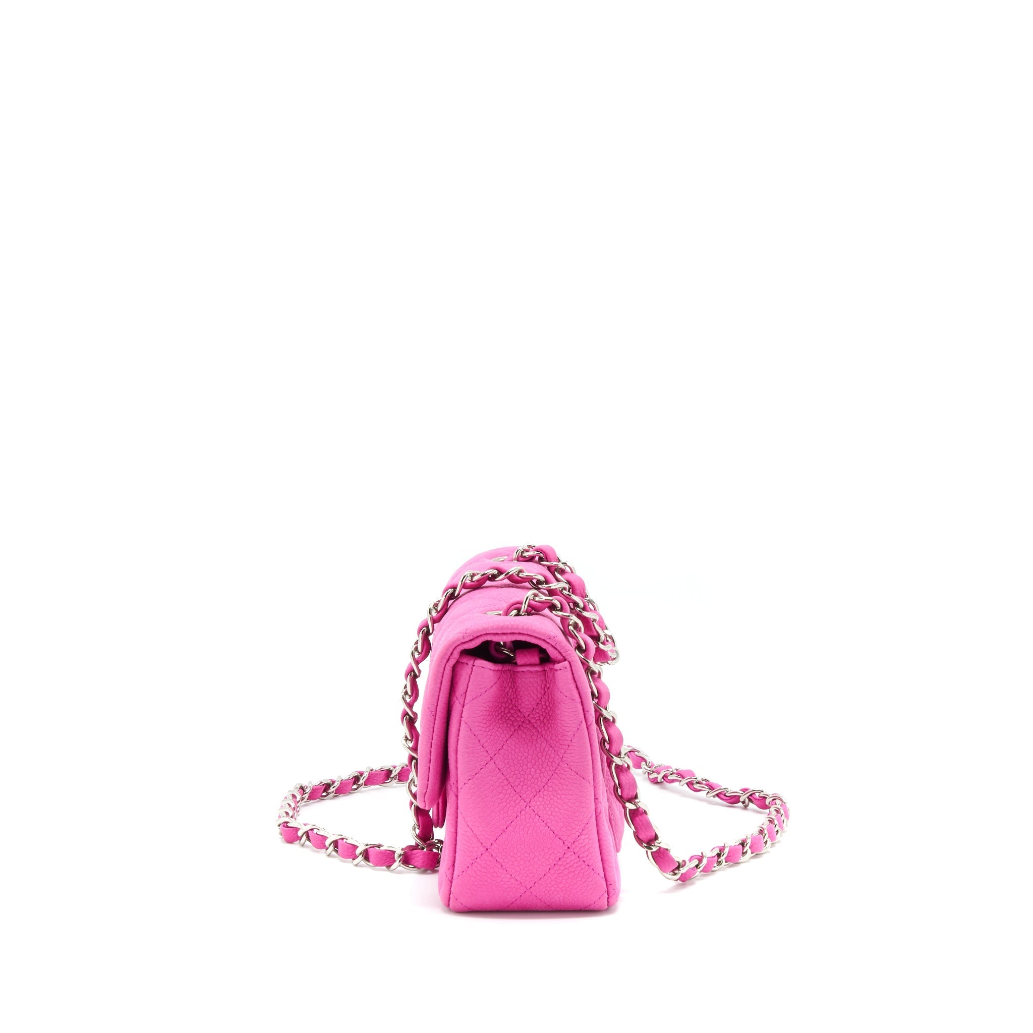 CHANEL MINI RECTANGULAR FLAP BAG GRAINED CALFSKIN PINK SHW