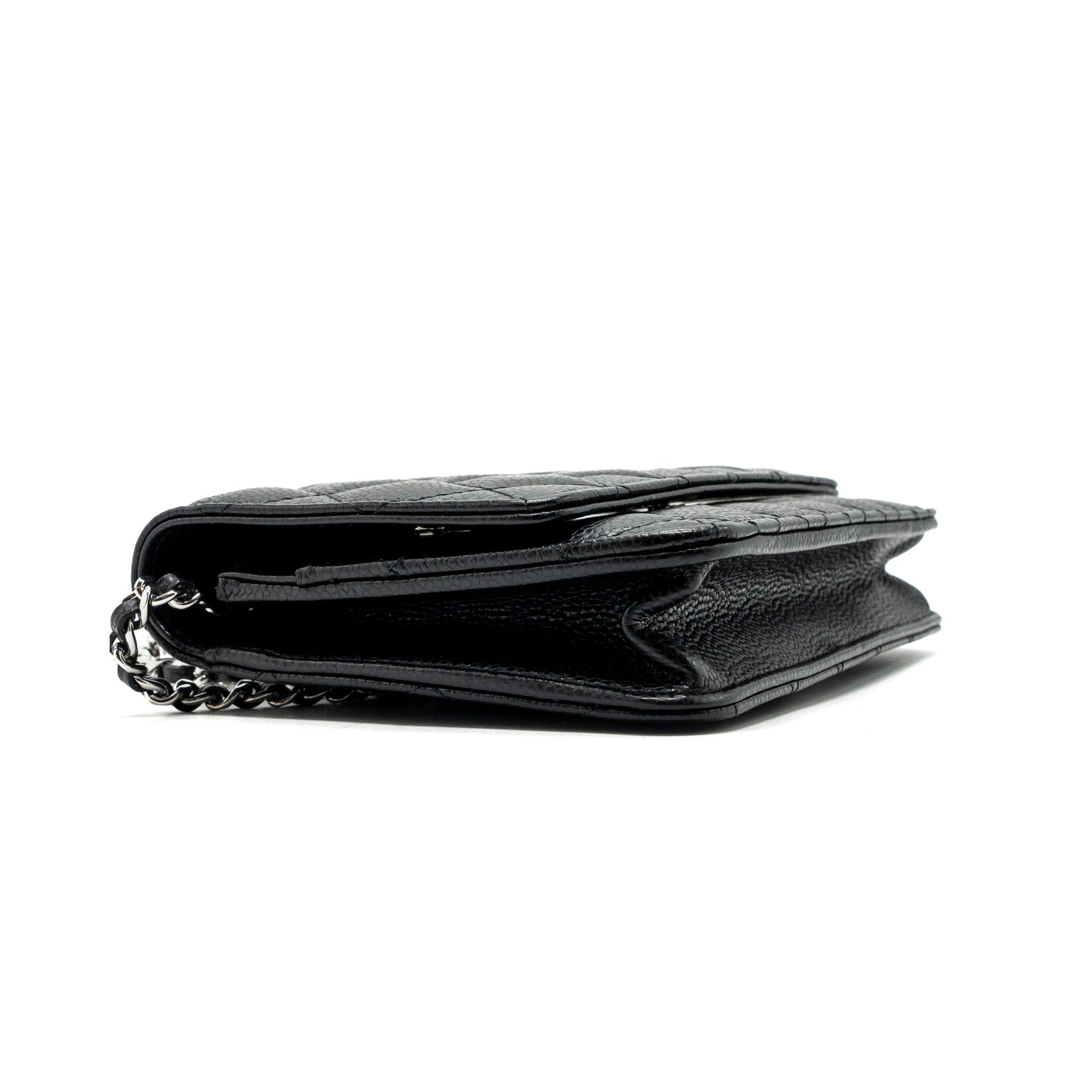 CHANEL CLASSIC WALLET ON CHAIN CAVIAR BLACK SHW (MICROCHIP)