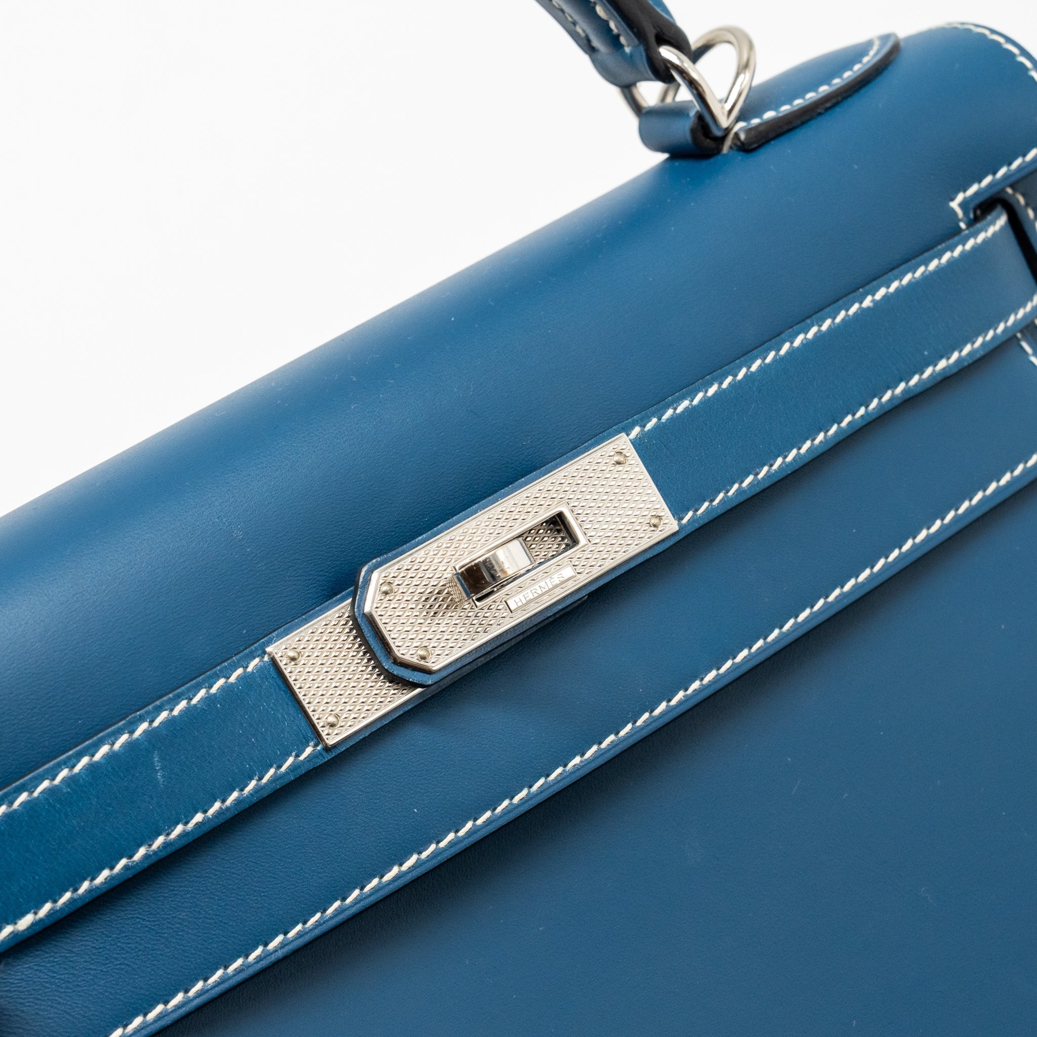 HERMES KELLY 28 CALFSKIN BLUE SHW SQUARE H
