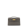 HERMES KELLY POCHETTE SWIFT 8F GRIS ETAIN GHW