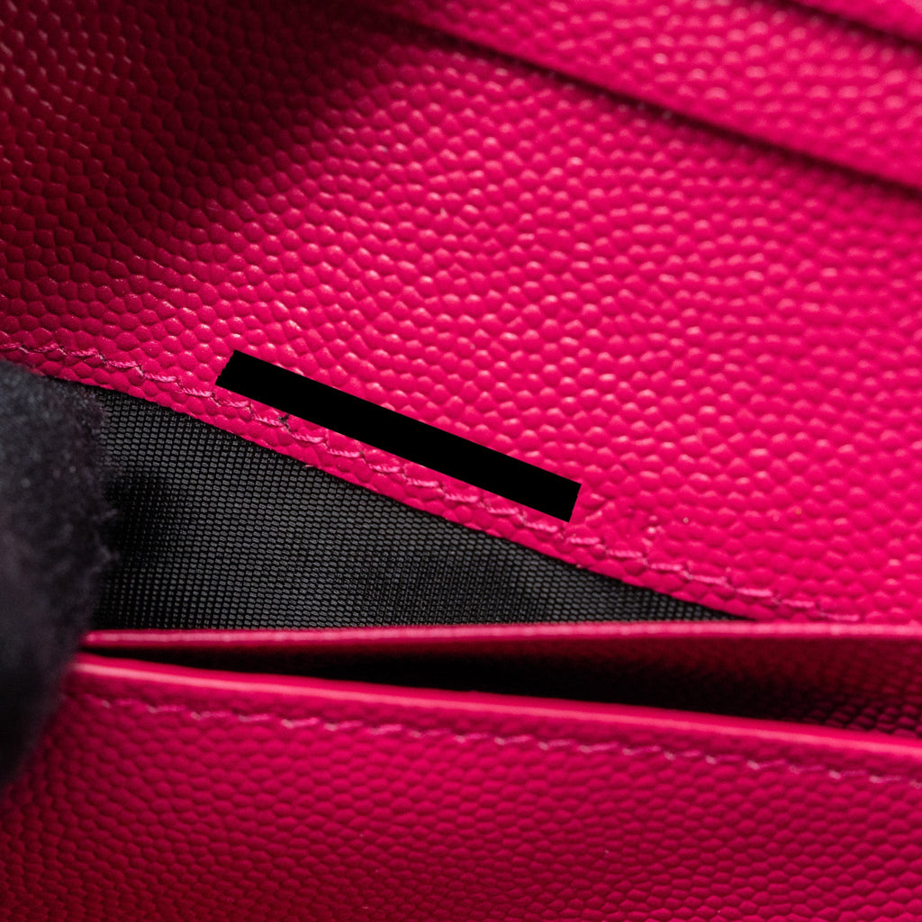 SAINT LAURENT COMPACT TRI-FOLD WALLET CALFSKIN PINK GHW