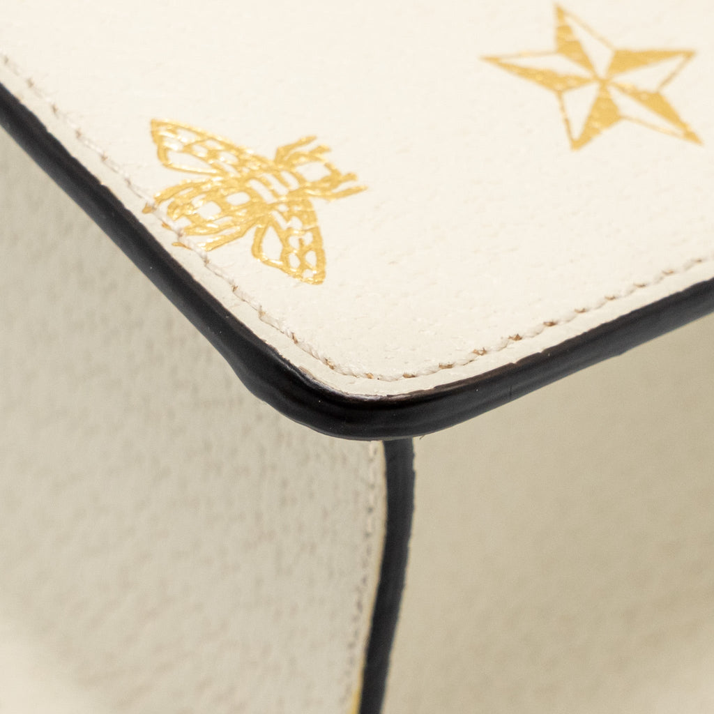 GUCCI MINI SYLVIE BEE STAR TOP HANDLE CALFSKIN WHITE/MULTICOLOUR GHW