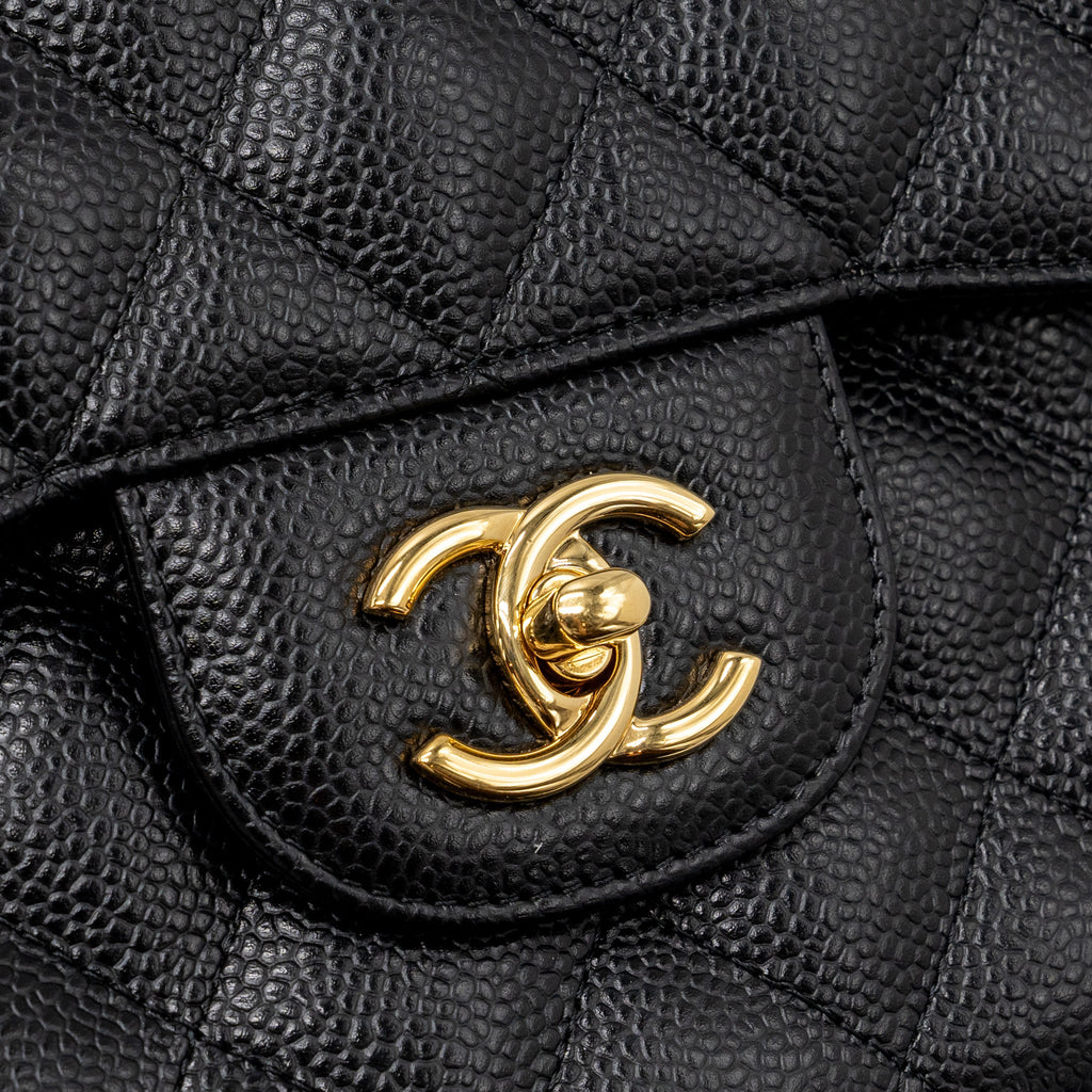 CHANEL CLASSIC JUMBO DOUBLE FLAP BAG CAVIAR BLACK GHW