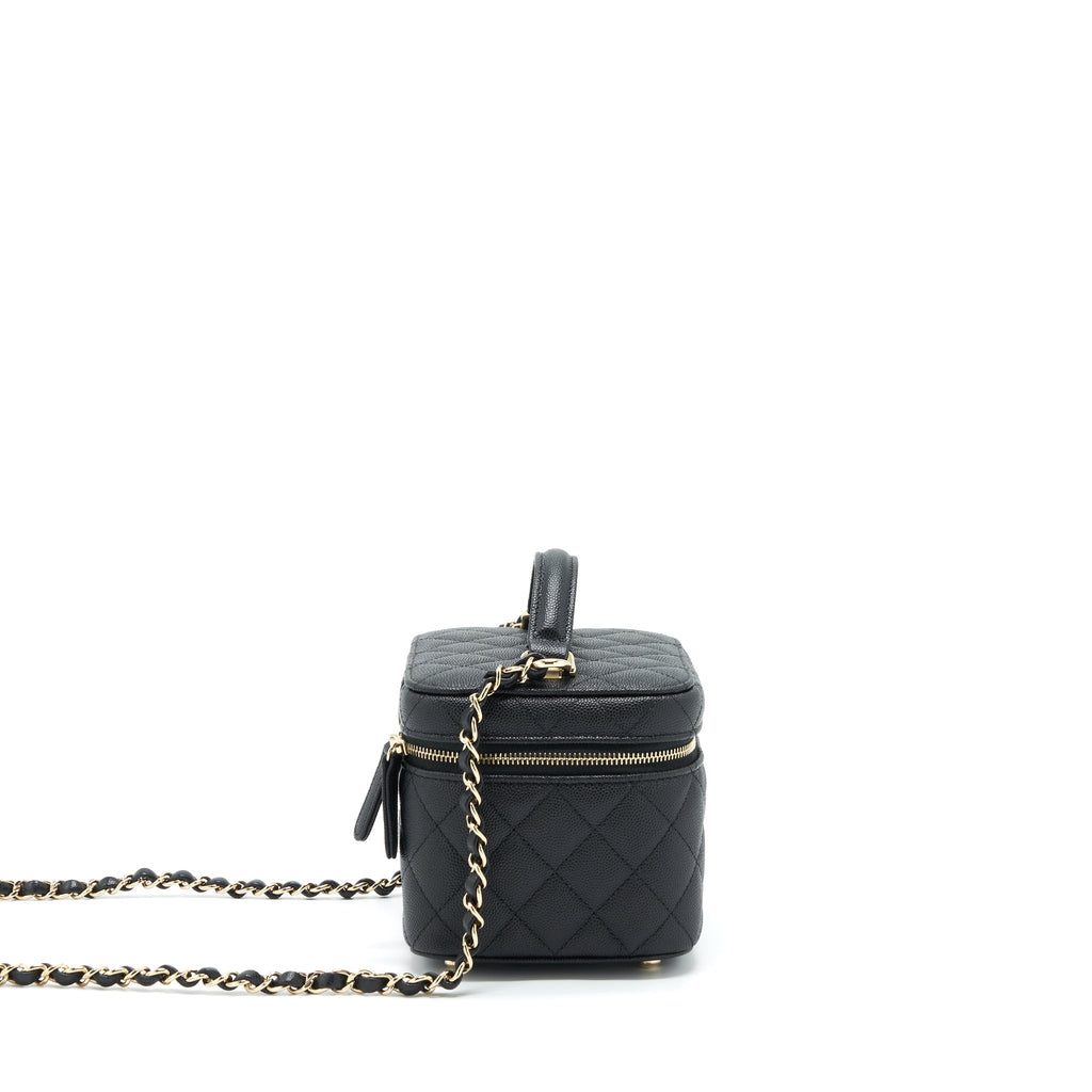 CHANEL 22S TOP HANDLE VANITY CAVIAR BLACK LGHW(MICROCHIP)