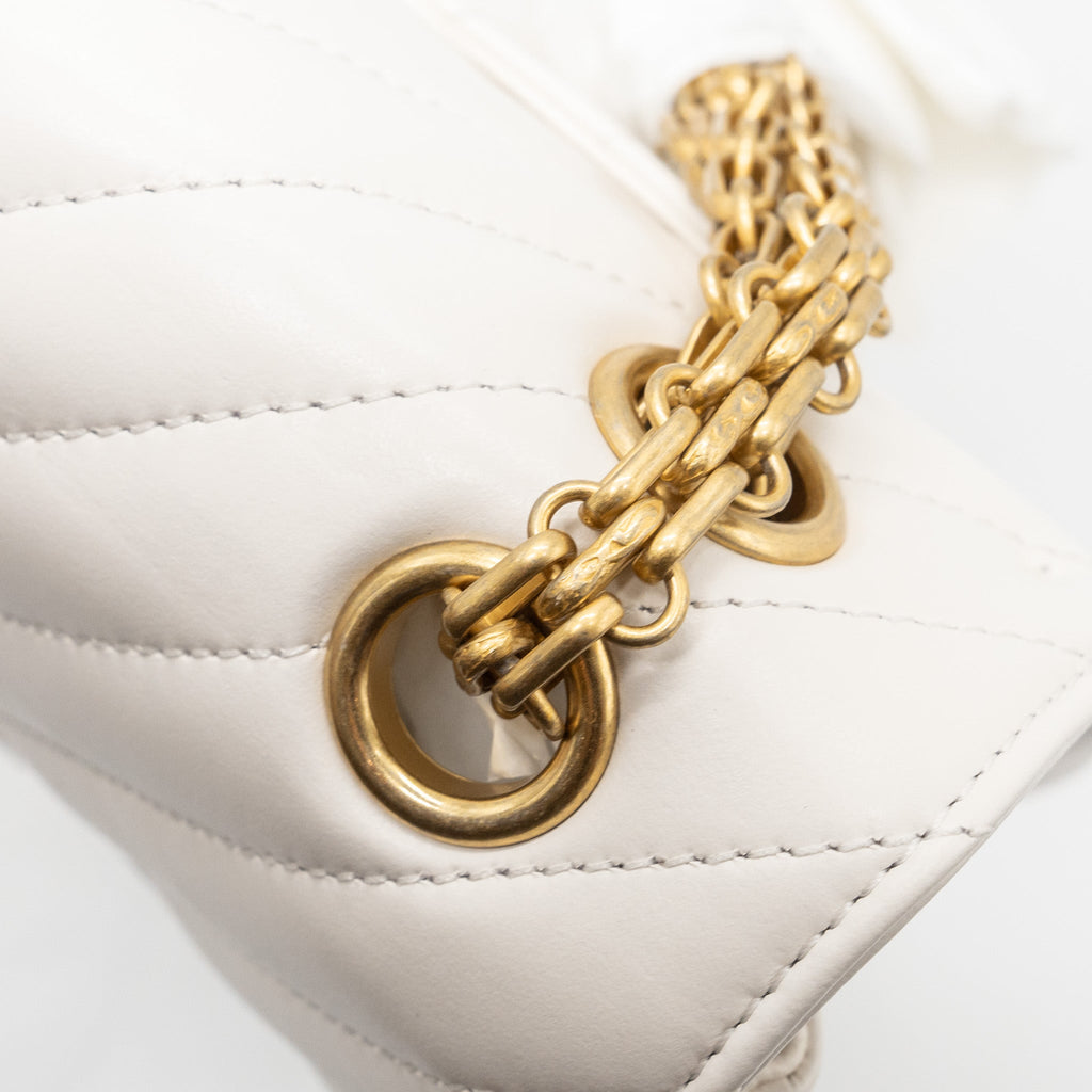 CHANEL MINI CHEVRON 2.55 REISSUE FLAP BAG CALFSKIN WHITE GHW (MICROCHIP)