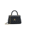 CHANEL MINI COCO HANDLE FLAP CAVIAR IN BLACK GHW