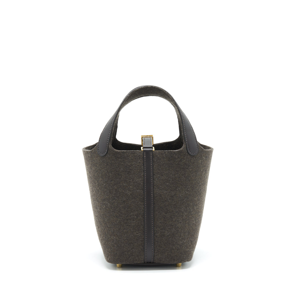 HERMES PICOTIN 18 FELT LOCK BAG EBENE GHW