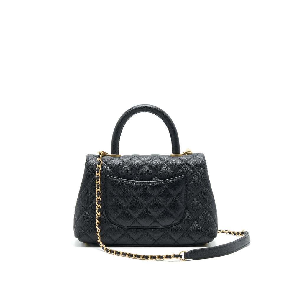 CHANEL MINI COCO HANDLE FLAP CAVIAR IN BLACK GHW