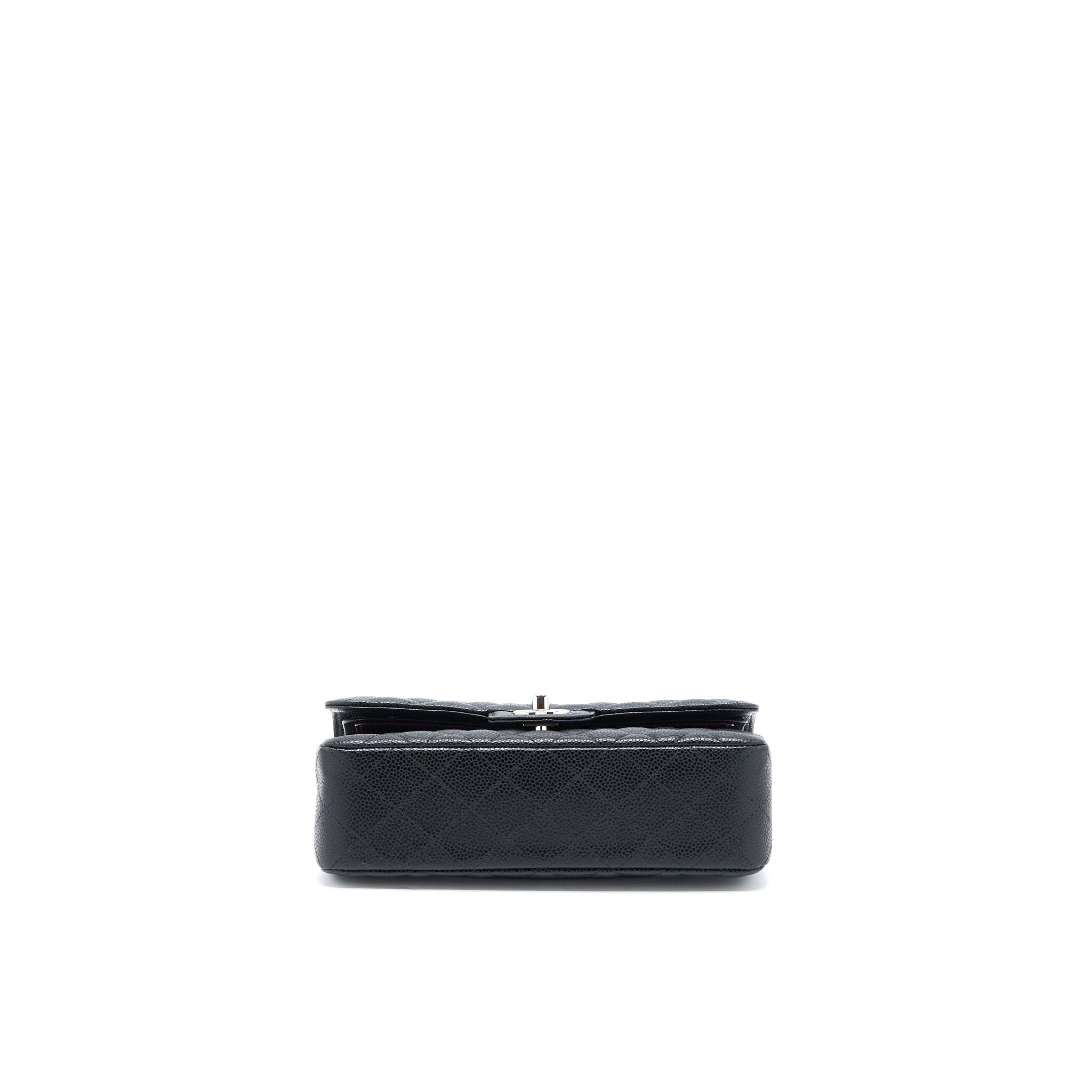 CHANEL SMALL CLASSIC DOUBLE FLAP BAG CAVIAR BLACK SHW (MICROCHIP)