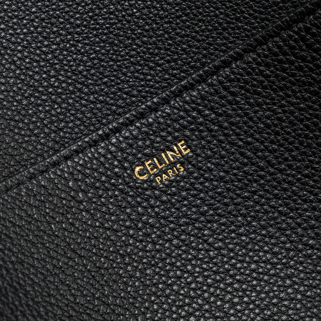 CELINE SANGLE BUCKET BAG GRAINED CALFSKIN BLACK GHW